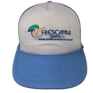 Designer Pro Frescamar Seafood Trucker Hat White Blue OSFM Mesh Back Snapback